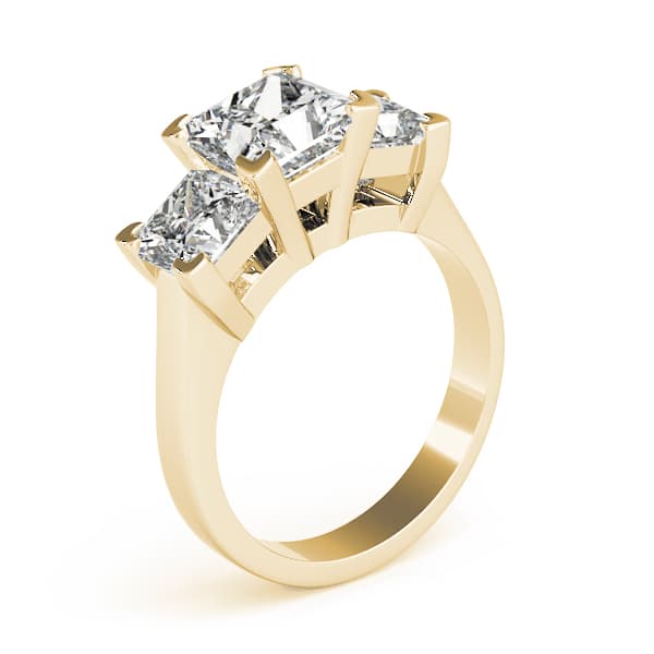 3-Stone Princess Cut Engagement Ring, style 82942, Top view in yellow gold