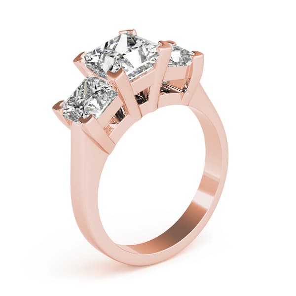 3-Stone Princess Cut Engagement Ring, style 82942, Top view in rose gold