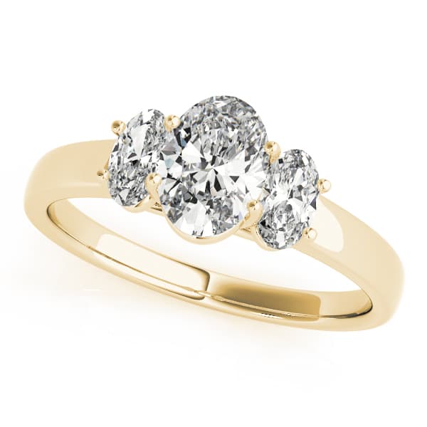 3-Stone Trellis Oval Engagement Ring, style 82943, Front view in yellow gold