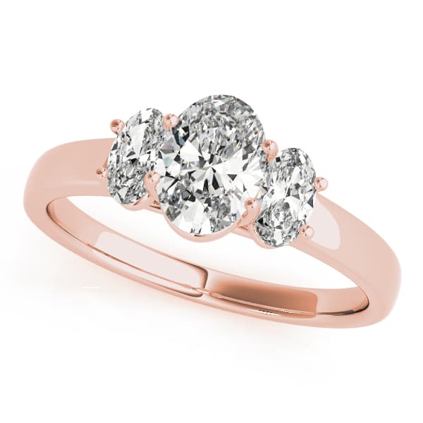 3-Stone Trellis Oval Engagement Ring, style 82943, Front view in rose gold