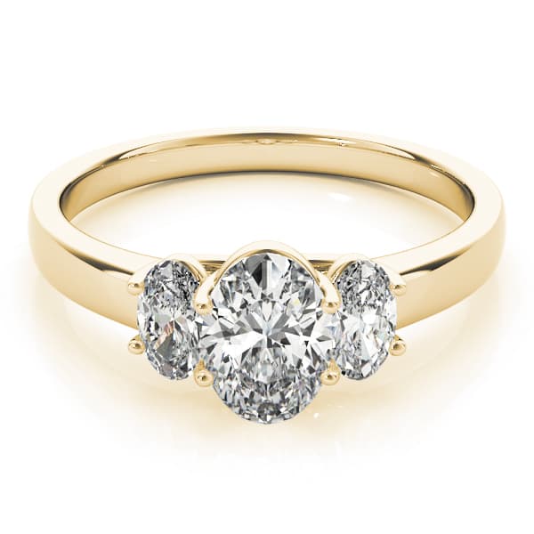 3-Stone Trellis Oval Engagement Ring, style 82943, On hand view in yellow gold