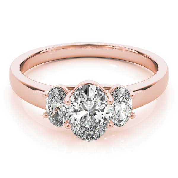 3-Stone Trellis Oval Engagement Ring, style 82943, On hand view in rose gold