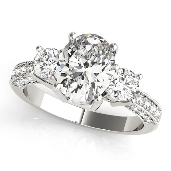ENGAGEMENT RINGS 3 STONE OVAL — style 82944 in 10k White Gold