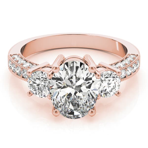 3 Stone Oval Engagement Ring, style 82944, On hand view in rose gold