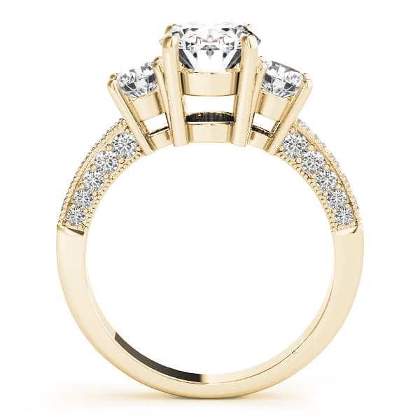 3 Stone Oval Engagement Ring, style 82944, Side view in yellow gold