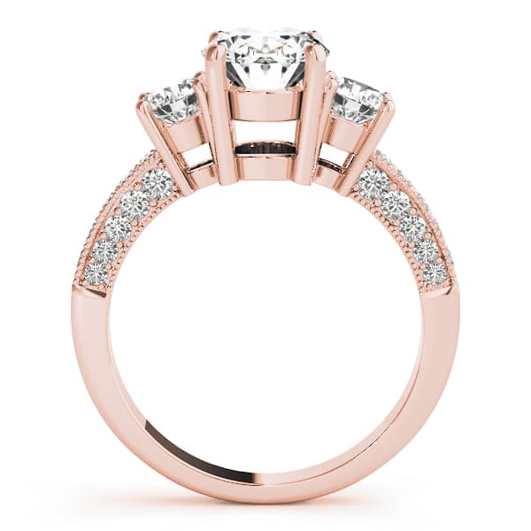 3 Stone Oval Engagement Ring, style 82944, Side view in rose gold