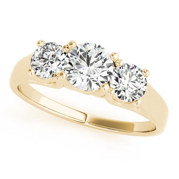 3-Stone Round Trellis Engagement Ring, style 82949, Front view in yellow gold