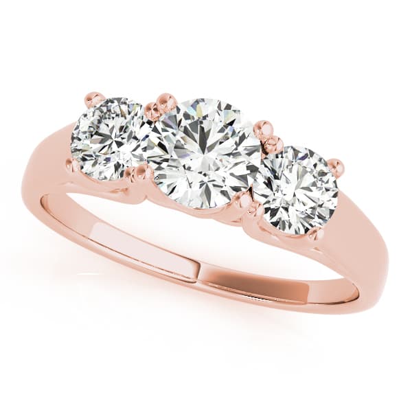 3-Stone Round Trellis Engagement Ring, style 82949, Front view in rose gold