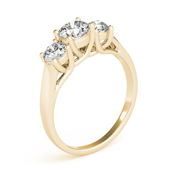 3-Stone Round Trellis Engagement Ring, style 82949, Angle view in yellow gold
