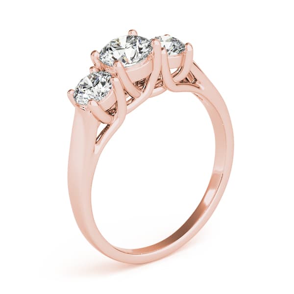 3-Stone Round Trellis Engagement Ring, style 82949, Angle view in rose gold