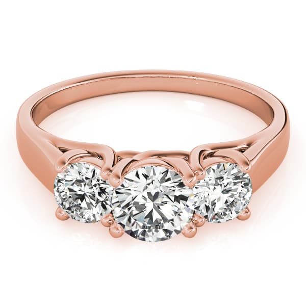 3-Stone Round Trellis Engagement Ring, style 82949, On hand view in rose gold
