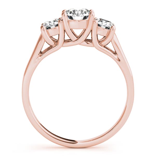3-Stone Round Trellis Engagement Ring, style 82949, Side view in rose gold