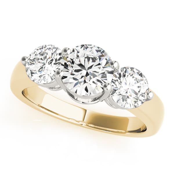 3-Stone Round Engagement Ring in Yellow gold