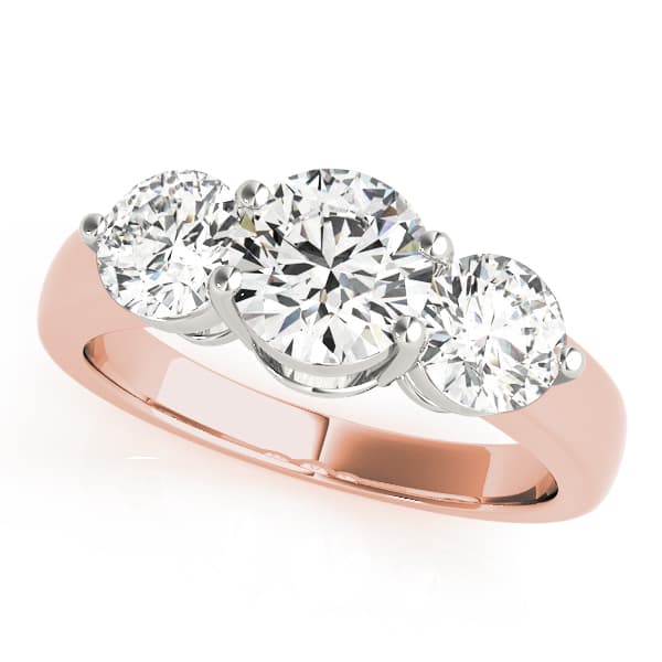 3-Stone Round Engagement Ring, style 82950, Front view in rose gold