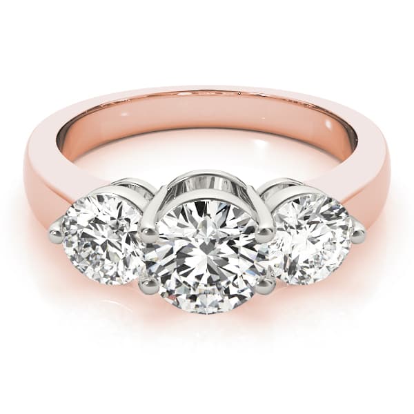 3-Stone Round Engagement Ring, style 82950, On hand view in rose gold