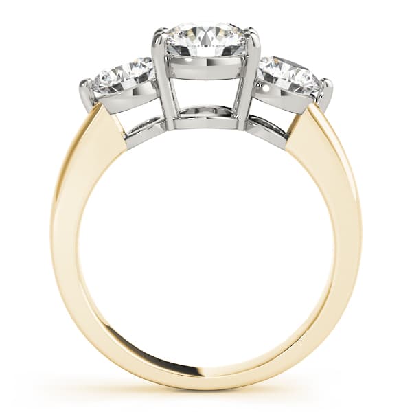 3-Stone Round Engagement Ring, style 82950, Side view in yellow gold