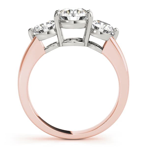 3-Stone Round Engagement Ring, style 82950, Side view in rose gold