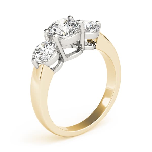3-Stone Round Engagement Ring, style 82950, Top view in yellow gold
