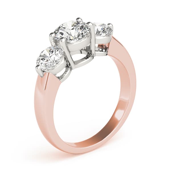 3-Stone Round Engagement Ring, style 82950, Top view in rose gold