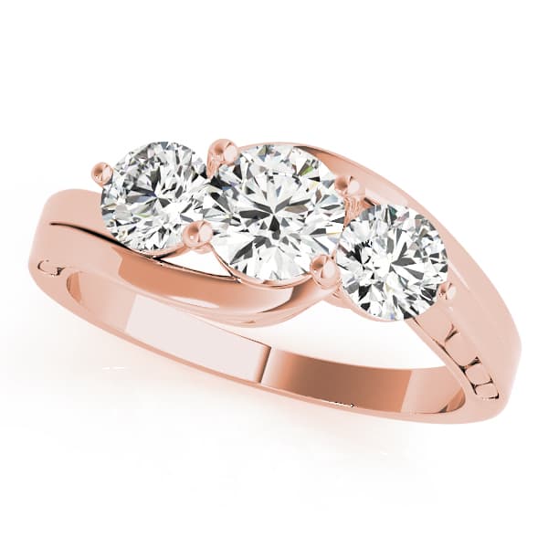 3 Stone Round Engagement Ring, style 82951, Front view in rose gold