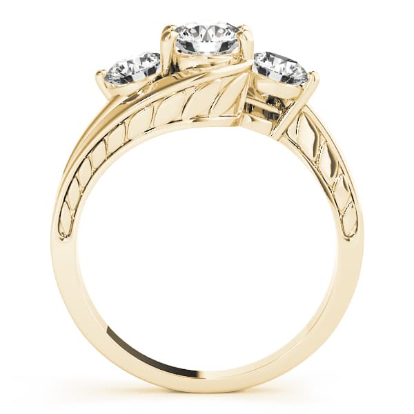 3 Stone Round Engagement Ring, style 82951, Side view in yellow gold