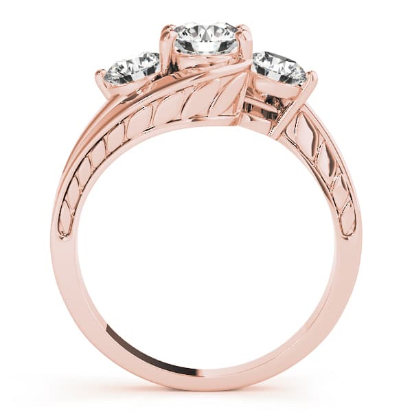 3 Stone Round Engagement Ring, style 82951, Side view in rose gold