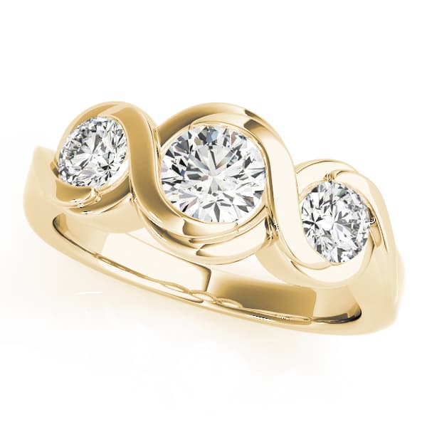 3-Stone Bypass Engagement Ring in Yellow gold