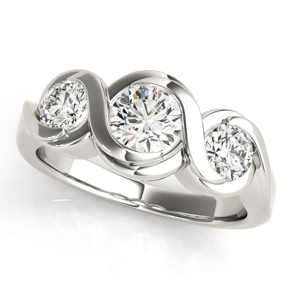 3-Stone Bypass Engagement Ring — style 82952 in 10k White Gold