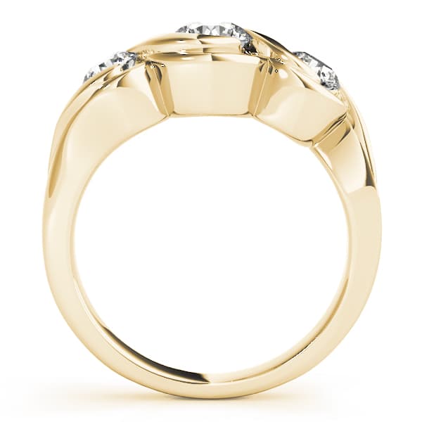 3-Stone Bypass Engagement Ring, style 82952, Side view in yellow gold
