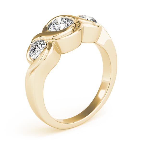 3-Stone Bypass Engagement Ring, style 82952, Top view in yellow gold