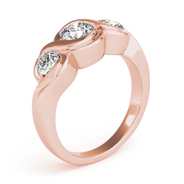 3-Stone Bypass Engagement Ring, style 82952, Top view in rose gold