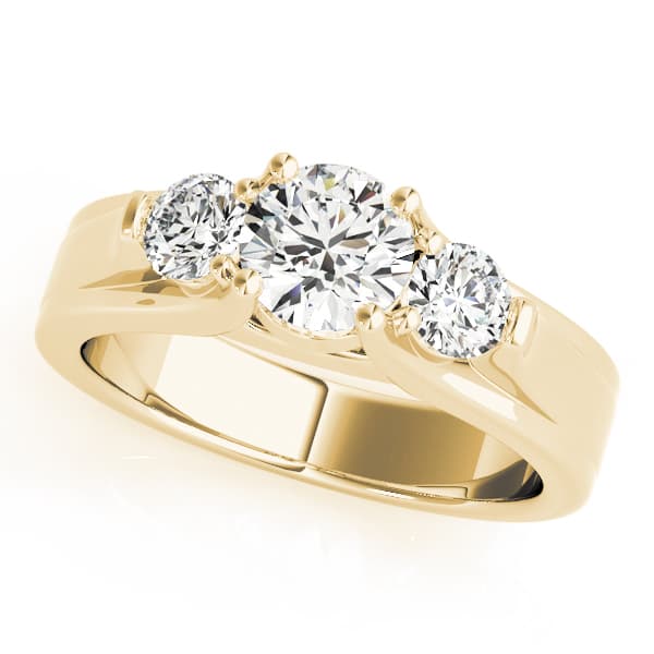 3-Stone Round Trellis Engagement Ring, style 82954, Front view in yellow gold