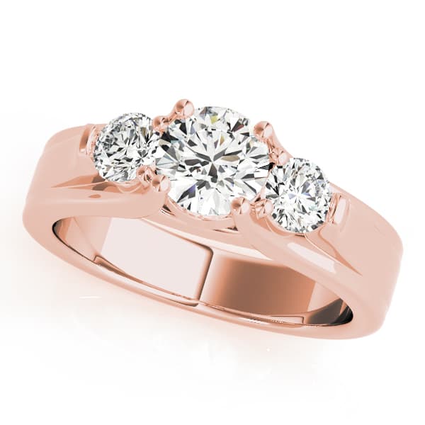 3-Stone Round Trellis Engagement Ring, style 82954, Front view in rose gold