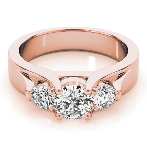 3-Stone Round Trellis Engagement Ring, style 82954, On hand view in rose gold