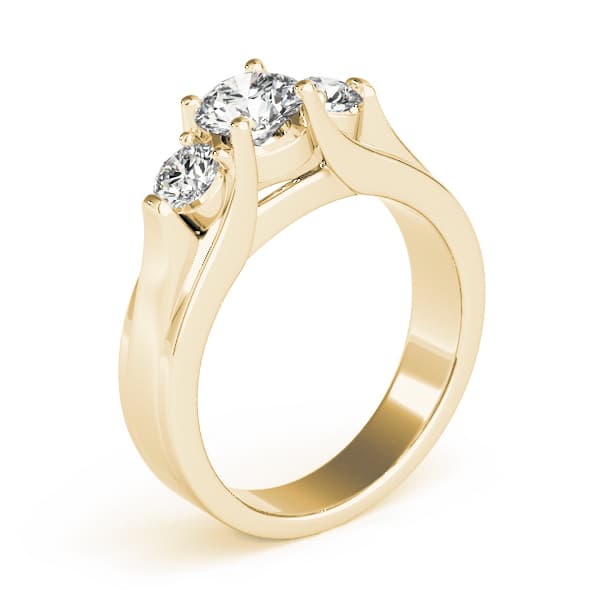 3-Stone Round Trellis Engagement Ring, style 82954, Top view in yellow gold