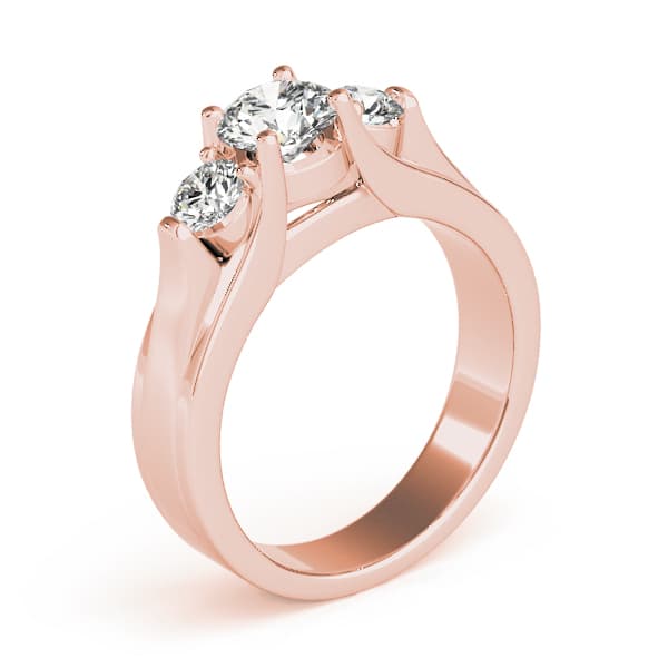3-Stone Round Trellis Engagement Ring, style 82954, Top view in rose gold