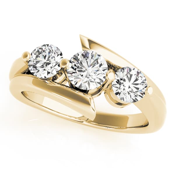 3-Stone Bypass Engagement Ring in Yellow gold