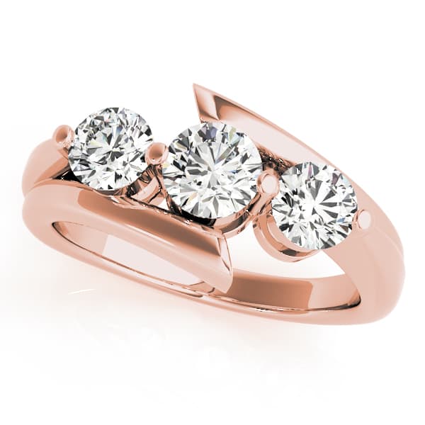 3-Stone Bypass Engagement Ring, style 82956, Front view in rose gold