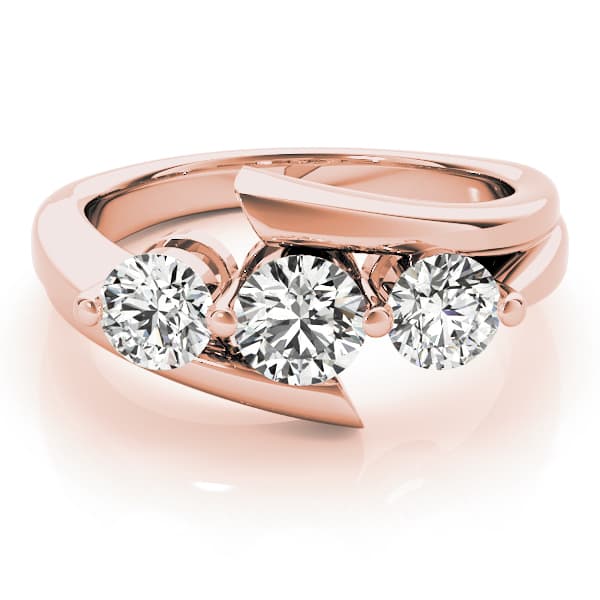 3-Stone Bypass Engagement Ring, style 82956, On hand view in rose gold