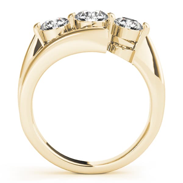 3-Stone Bypass Engagement Ring, style 82956, Side view in yellow gold