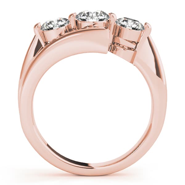 3-Stone Bypass Engagement Ring, style 82956, Side view in rose gold