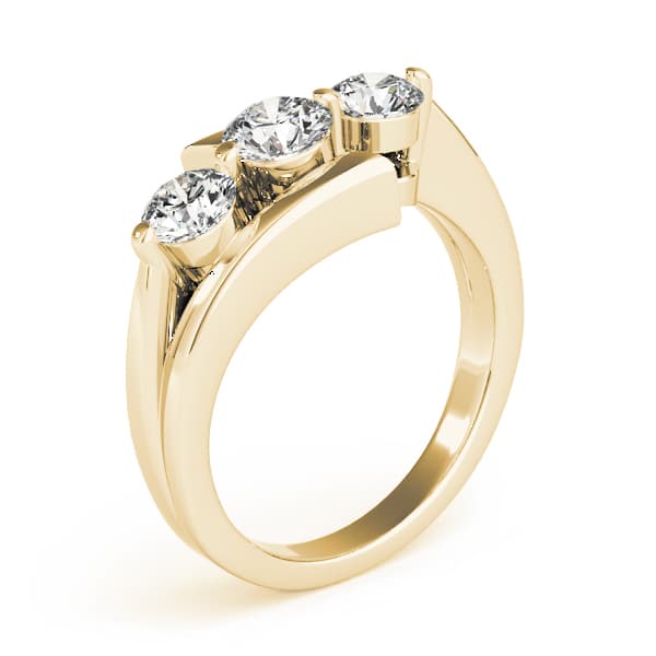 3-Stone Bypass Engagement Ring, style 82956, Top view in yellow gold