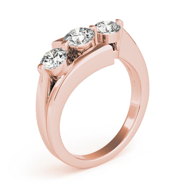 3-Stone Bypass Engagement Ring, style 82956, Top view in rose gold