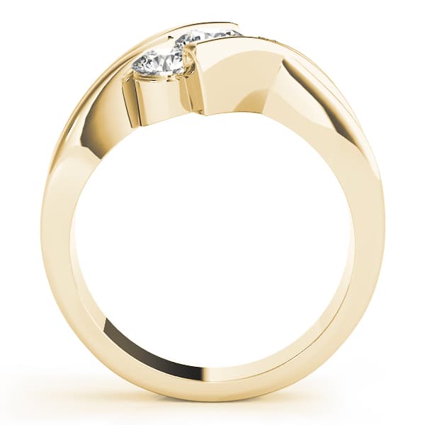 3 Stone Round Engagement Ring, style 82957, Side view in yellow gold