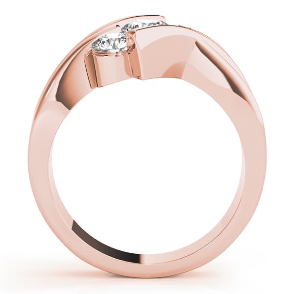3 Stone Round Engagement Ring, style 82957, Side view in rose gold