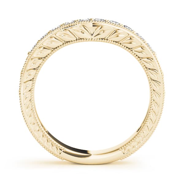 Antique Milgrain Curved Wedding Band (0.3 ct. tw.), Side view in yellow gold