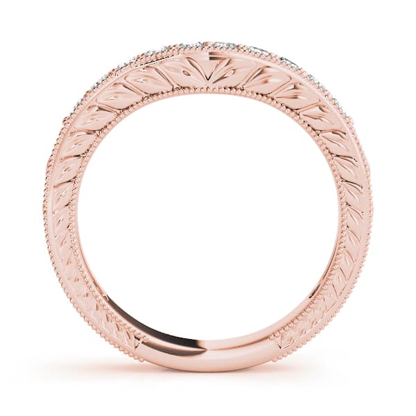 Antique Milgrain Curved Wedding Band (1/4 ct. tw.), Side view in rose gold