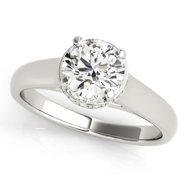 Solitaire Hidden Halo Trellis Engagement Ring — style 82960 in 10k White Gold