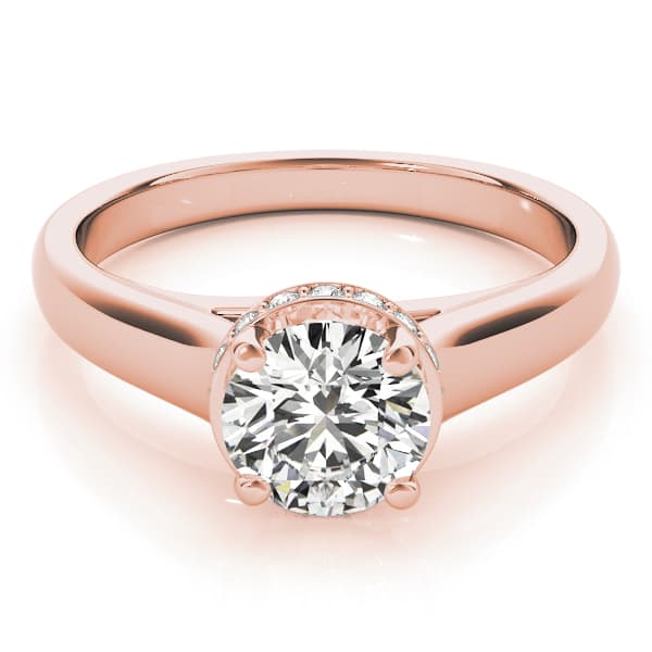Solitaire Hidden Halo Trellis Engagement Ring, style 82960, On hand view in rose gold