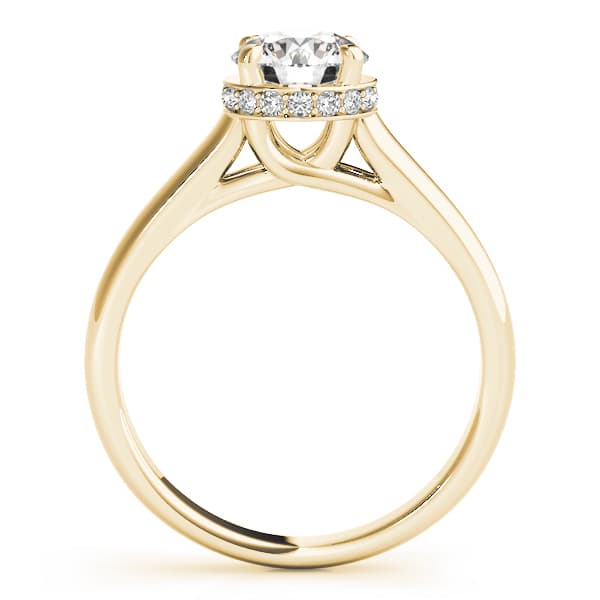 Solitaire Hidden Halo Trellis Engagement Ring, style 82960, Side view in yellow gold